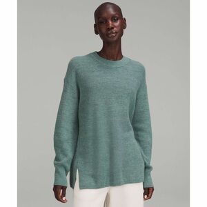 Lululemon Merino Wool-Blend Ribbed Crewneck Sweater in Heathered Tidewater Teal